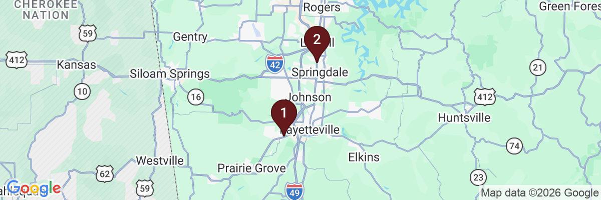 Map showing facility locations